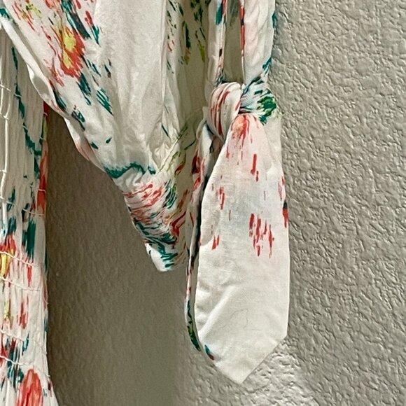 (NWT) FIGUEROA & FLOWER Short Sleeve Smocked Maxi Floral Dress, Ivory/Pink - L - Picture 7 of 16